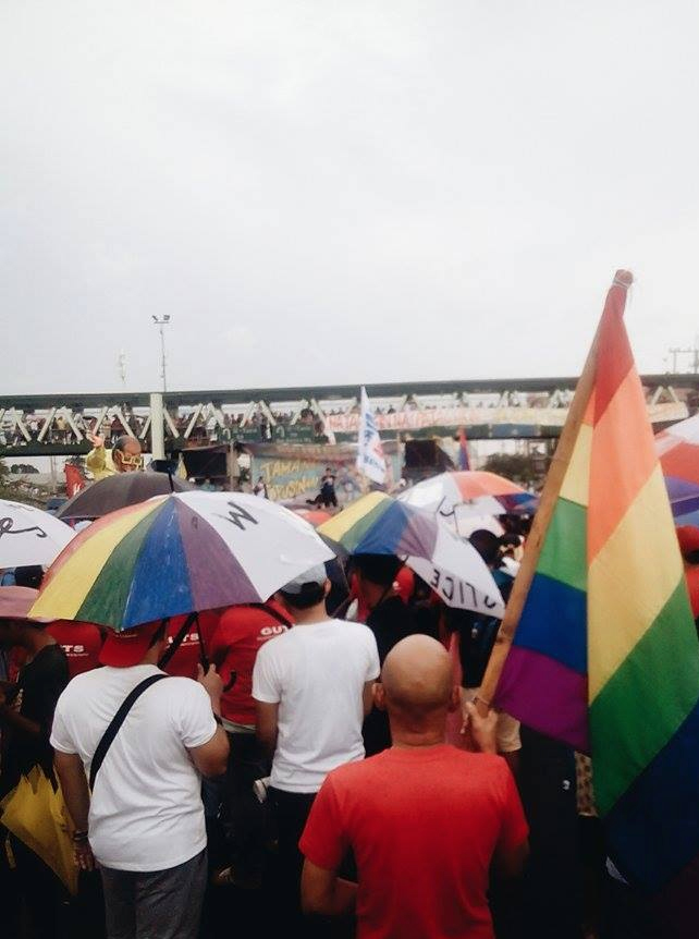 At #SONA2015, local #LGBT organizations highlight how much remains to be done to better the plight of LGBT people in the Philippines, such as the urgent passage of the Anti-Discrimination Law that has been languishing in Congress for over 15 years. PHOTO BY AARON BONETTE